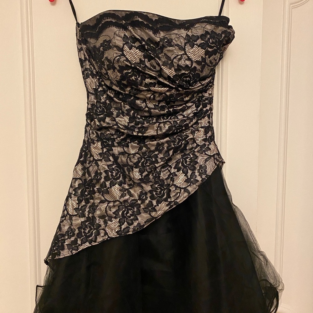 Jump Black and Cream Asymmetrical Lace Dress